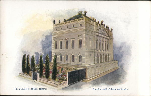 Square Gray Building with Garden and Patio - The Queen's Dolls' House