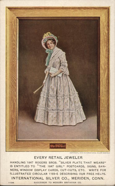 Woman Wearing Long Dress and Bonnet, Carrying Small Bundle