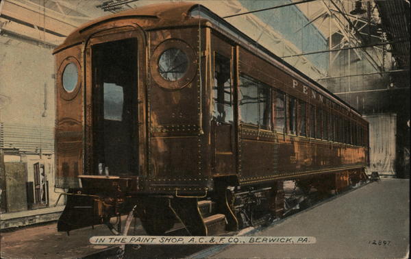 Bronze Colored Streetcar Parked - In the Paint Shop, A. C. & F. Co.