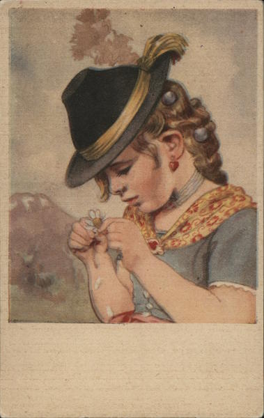 Well-Dressed Girl Pulling Petals off of Daisy Girls