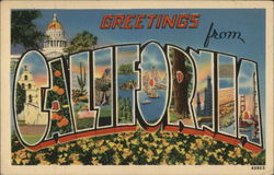 Greetings From California Postcard Postcard Postcard