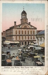 Greetings From Boston, Faneuil Hall Massachusetts Postcard Postcard