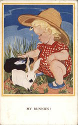 Child with Rabbits - My Bunnies! Postcard