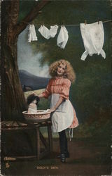 Dolly's Bath Dolls Postcard Postcard