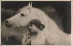 Woman and horse Postcard