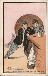 Two Inebriated Men at Bar Drinking Postcard Postcard
