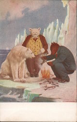 Roosevelt Bears Eating Fish over a Fire Postcard