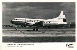 Convair 340, K.L.M. Royal Dutch Airlines, Heathrow Airport 1954 London, United Kingdom Postcard Postcard Postcard