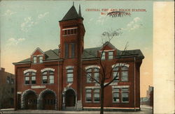 Central Fire and Police Station Postcard