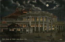Bath House by Night Long Beach, CA Postcard Postcard Postcard