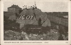 Rock and Original Castle Foundation Pemaquid Beach, ME Postcard Postcard Postcard