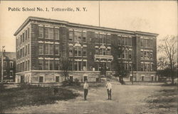 Public School No. 1, With Two Boys Out Front Tottenville, NY Postcard Postcard Postcard