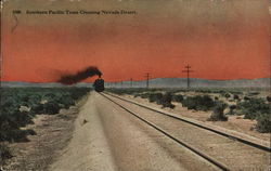 Southern Pacific Train Crossing Nevada Desert Postcard