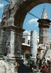 Roman arch & minaret Damascus Syria Middle East