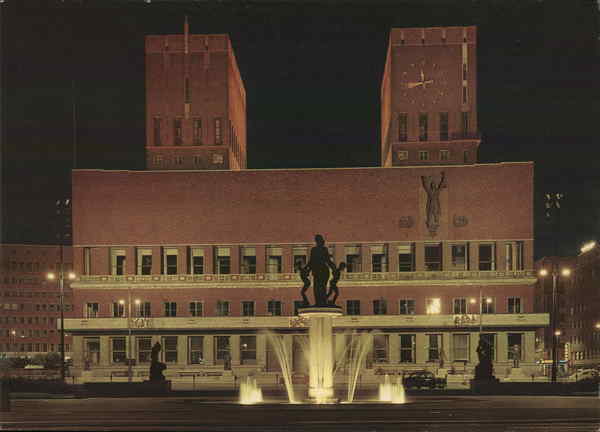City Hall by Night Oslo Norway