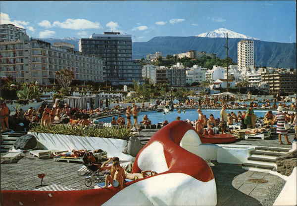 View of Pool and City Puerto de la Cruz Canary Islands