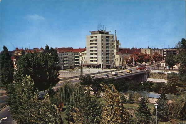 View of Town and Bridge Oradea Romania Eastern Europe
