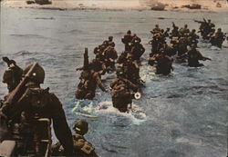 Troops Disembark on Normandy Beach France World War II