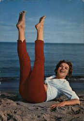 Woman Posing by the Ocean Postcard