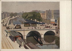 Pont St. Michel - Painting Soviet Postcard