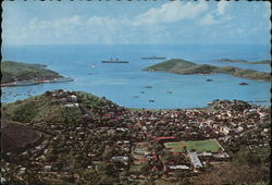 Harbor and Town seen from Top of Island Charlotte Amalie, VI Caribbean Islands Postcard Postcard Postcard