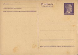 Blank Postal Card with Hitler Stamp Postcard