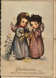 Happy Christmas and Much Luck in the New Year Angels Postcard Postcard Postcard