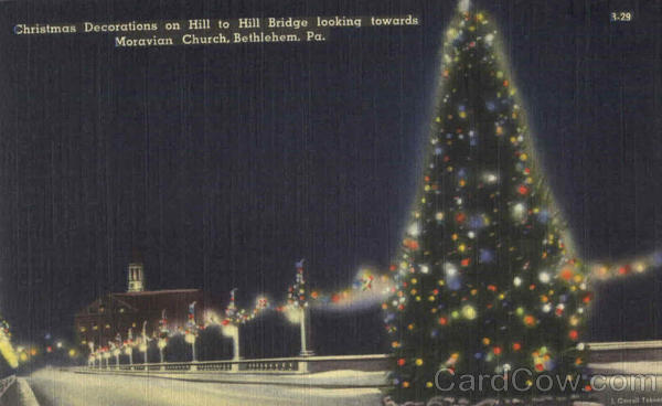Christmas Decorations On Hill To Hill Bridge Bethlehem Pennsylvania