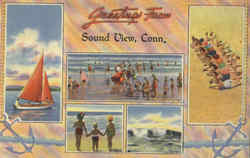 Greetings From Sound View Connecticut Postcard 