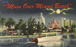 Moon Over Miami Beach Postcard