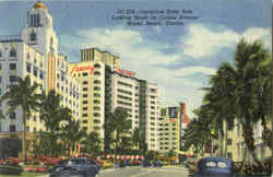 Luxurious Hotel Row Looking South On Collins Avenue Miami Beach Florida Postcard Postcard