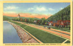Kanawha Boulevard From Kanawha City Bridge Charleston, WV Postcard Postcard