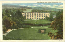 City Park And High School Postcard