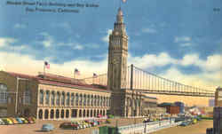 Market Street Ferry Building And Bay Bridge San Francisco, CA Postcard Postcard