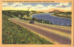 View Along Cape Cod Canal Bourne, MA Postcard Postcard