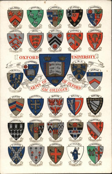 Arms of the colleges of Oxford - Oxford University England (UK)