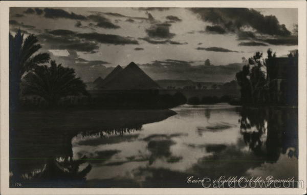 Nightfall at the Pyramids Cairo Egypt Africa