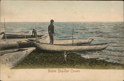 Native Dug-Out Canoes Cape Town, South Africa Postcard Postcard