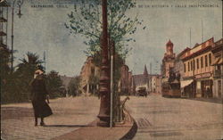 Plaza de la Victoria y Calle Independencia Valparaiso, Chile Postcard Postcard