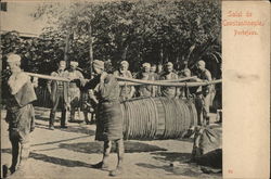 Porters Carrying a Large Barrel on Two Long Yolks Constantinople, Turkey Greece, Turkey, Balkan States Postcard Postcard