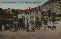 Gunners Parade with H.M the late Queen Victoria's Monument Gibraltar, Gibraltar Spain Postcard Postcard Postcard