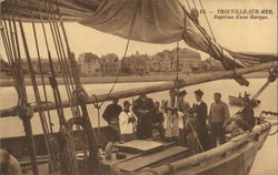 Baptising a Boat Trouville-sur-Mer Bapteme d'une Barque Sailboats Postcard Postcard