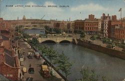 River Liffey and O'Connell Bridge Dublin, Ireland Postcard Postcard