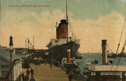 Liner at Landing Stage Postcard