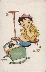 Japanese Girl with Baby Owl Postcard