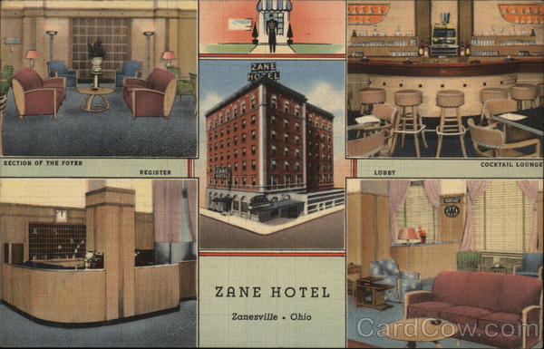 Zane Hotel Zanesville Oh Postcard