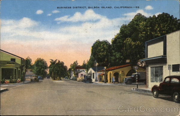 Business Distric Balboa Island, CA Postcard