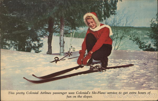 COLONIAL AIRLINES Ski-Plane Service Canada Airline Advertising