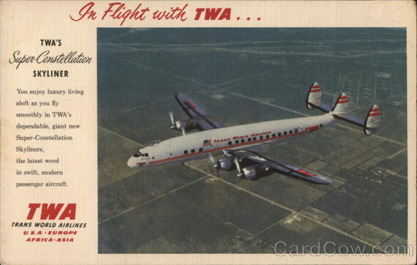 TWA Super-Constellation Skyliner Airline Advertising