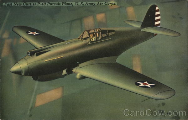 Fast New Curtiss P-40 Pursuit Plane World War II